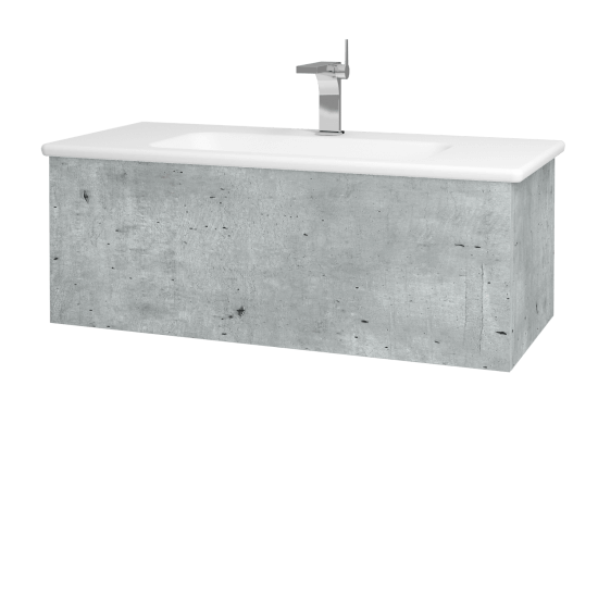 Badezimmerschrank FLAT SZZ 100 (Waschtisch Euphoria)  - D01 Beton - L03 Grau Metallic Lack Hochglanz