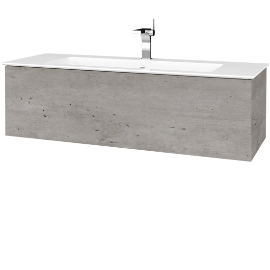 Badezimmerschrank FLAT SZZ 120 (Waschtisch Pura)  - D01 Beton - M01 Weiß Lack Matt