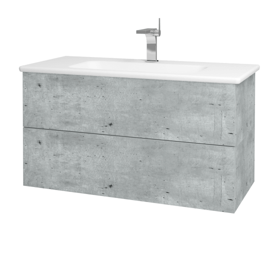 Badezimmerschrank FLAT SZZ2 100 (Waschtisch Euphoria)  - D01 Beton - M01 Weiß Lack Matt