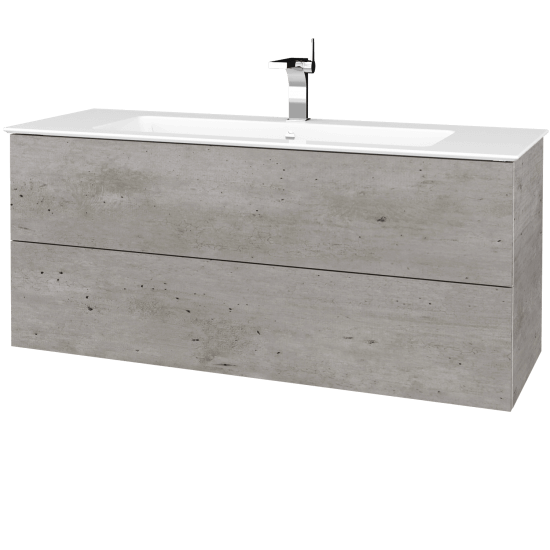 Badezimmerschrank FLAT SZZ2 120 (Waschtisch Pura)  - D01 Beton - M01 Weiß Lack Matt