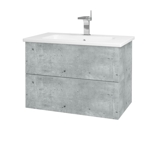 Badezimmerschrank FLAT SZZ2 80 (Waschtisch Euphoria)  - D01 Beton - L03 Grau Metallic Lack Hochglanz
