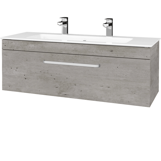 Badezimmerschrank LINEA SZZ 120  - D01 Beton - Griffes T01 - N06 Lava