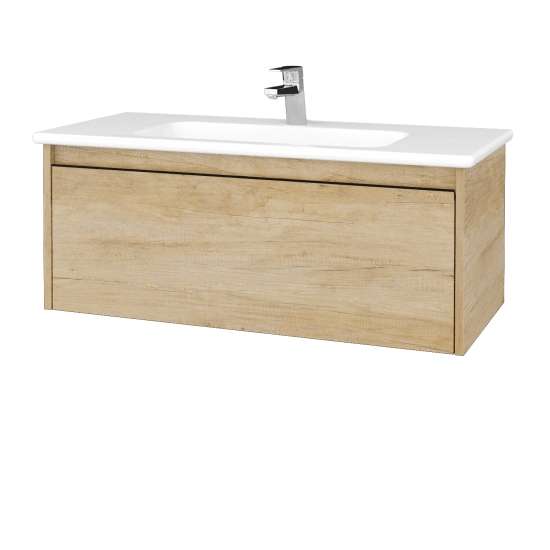 Badezimmerschrank LOGI SZZ 100 (Waschtisch Euphoria)  - D15 Eiche Nebraska - Griffes T33 - D17 Eiche Colorado