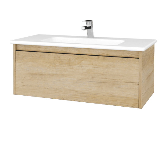 Badezimmerschrank LOGI SZZ 100 (Waschtisch Euphoria)  - D01 Beton - Griffes T33 - D10 Kiefer Jackson