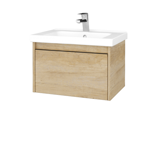 Badezimmerschrank LOGI SZZ 65 (Waschtisch Harmonia)  - D15 Eiche Nebraska - Griffes T33 - D17 Eiche Colorado