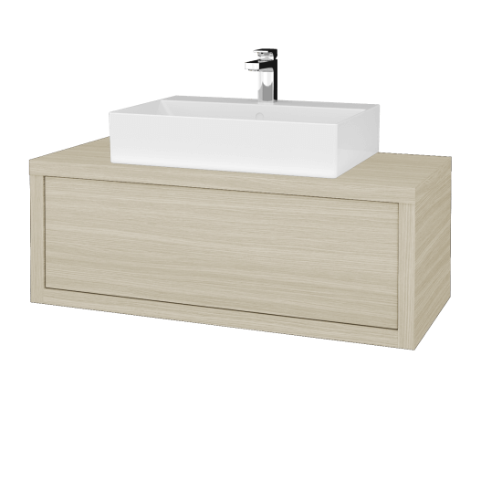 Badezimmerschrank MOVE SZZ 100 (Waschtisch Kube)  - D04 Eiche - N07 Stone