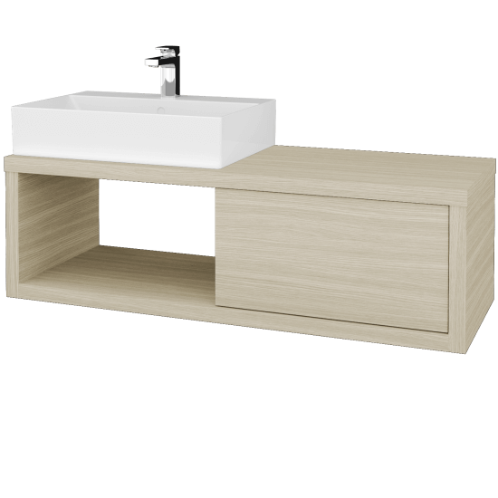 Badezimmerschrank MOVE SZZO 120 (Waschtisch Kube)  - D04 Eiche - D27 Cognac - Links