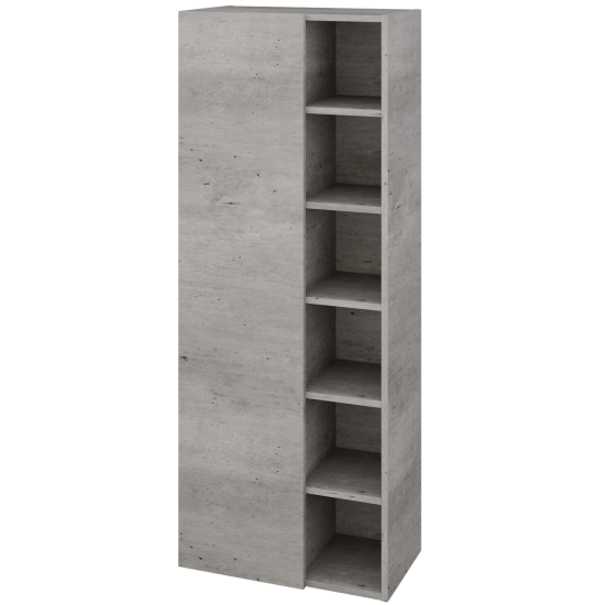 Hochschrank UNI SVDO6 60  - D01 Beton - N01 Weiß Hochglanz - Links