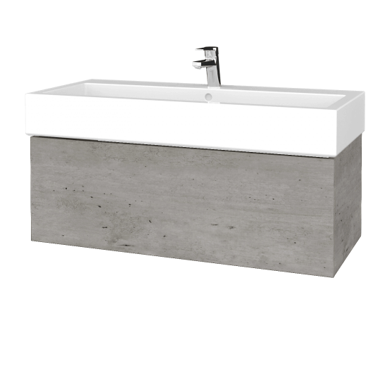 Waschtischunterschrank FLAT SZZ 100 (Waschtisch Duravit Vero)  - D01 Beton - L03 Grau Metallic Lack Hochglanz