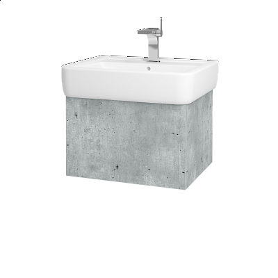 Waschtischunterschrank FLAT SZZ 60 (für Waschtisch Keramag Renova)  - D01 Beton - L01 Weiß Lack Hochglanz