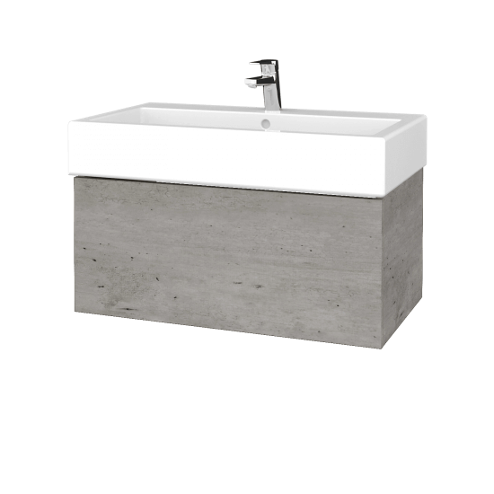 Waschtischunterschrank FLAT SZZ 80 (Waschtisch Duravit Vero)  - D01 Beton - L03 Grau Metallic Lack Hochglanz