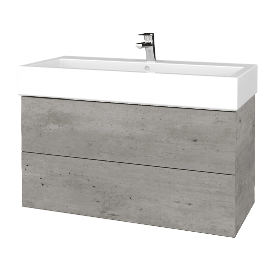 Waschtischunterschrank FLAT SZZ2 100 (Waschtisch Duravit Vero)  - D01 Beton - L03 Grau Metallic Lack Hochglanz