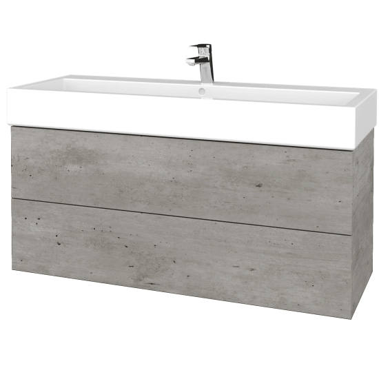 Waschtischunterschrank FLAT SZZ2 120 (Waschtisch Duravit Vero)  - D01 Beton - L03 Grau Metallic Lack Hochglanz