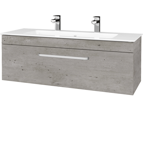 Waschtischunterschrank LINEA SZZ 120  - D01 Beton - Griffes T01 - D20 Galaxy