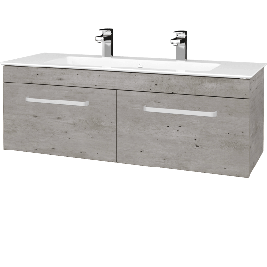 Waschtischunterschrank LINEA SZZ2 120  - D01 Beton - Griffes T01 - D03 Cafe