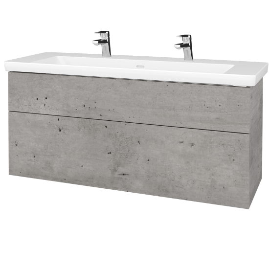 Waschtischunterschrank NEXT SZZ2 130 (Waschtisch Subway 3.0)  - D01 Beton - Griffes T00 - D01 Beton