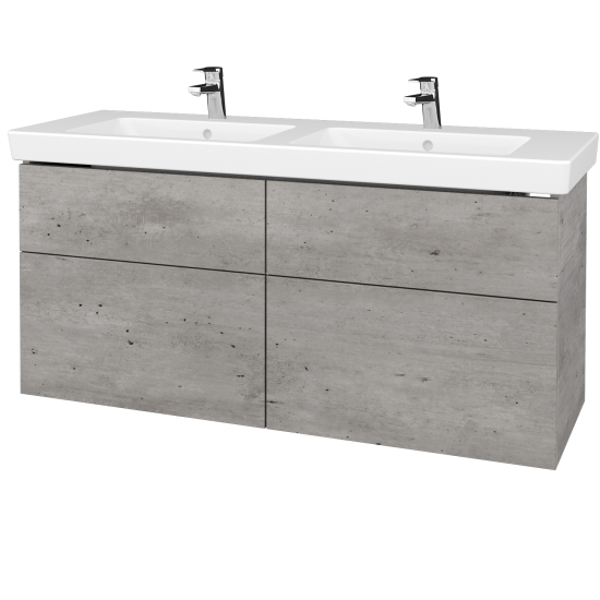 Waschtischunterschrank NEXT SZZ4 130 (Doppelwaschtisch Subway 2.0)  - D01 Beton - Griffes T00 - D01 Beton