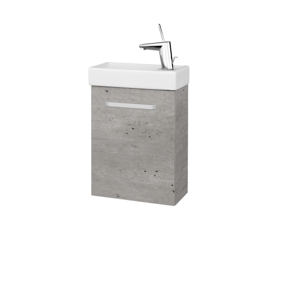 Waschtischunterschrank VERDE SZD 40  - D01 Beton - Griffes T01 - L01 Weiß Lack Hochglanz - Links