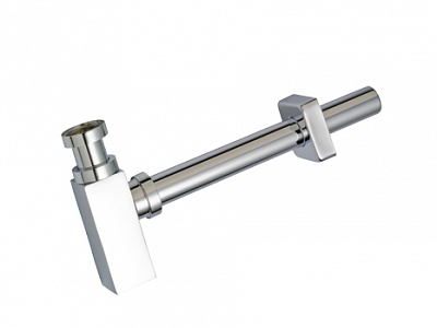 Eckiger Möbel-Siphon DN 32 - Chrom 