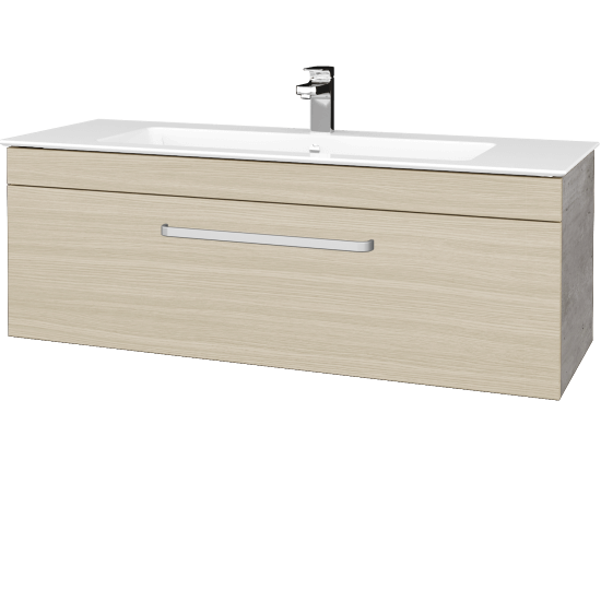 Badezimmerschrank LINEA SZZ 120  - D01 Beton - Griffes T01 - D04 Eiche