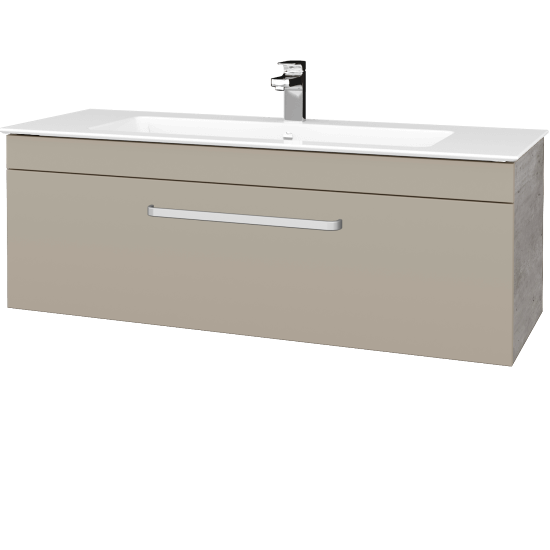 Badezimmerschrank LINEA SZZ 120  - D01 Beton - Griffes T01 - M05 Beige Lack Matt