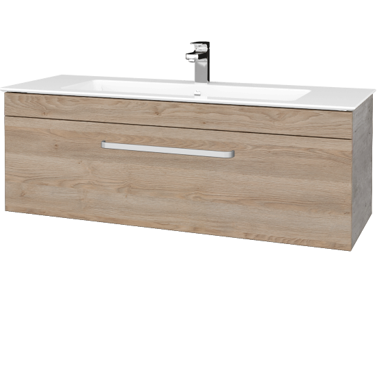 Badezimmerschrank LINEA SZZ 120  - D01 Beton - Griffes T01 - D17 Eiche Colorado