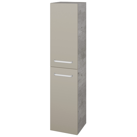 Hochschrank UNI SVD2 35  - D01 Beton - Griffes T01 - L04 Beige Lack Hochglanz - Links