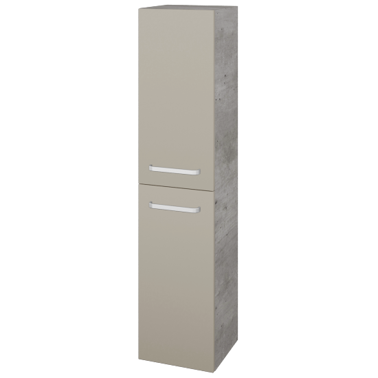 Hochschrank UNI SVD2 35  - D01 Beton - Griffes T01 - L04 Taupe Lack Hochglanz - Links