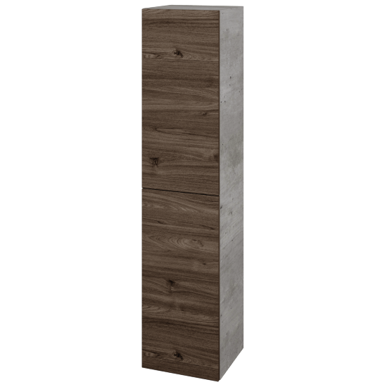 Hochschrank UNI SVD2 35  - D01 Beton - Griffes T00 - D25 Teak - Links