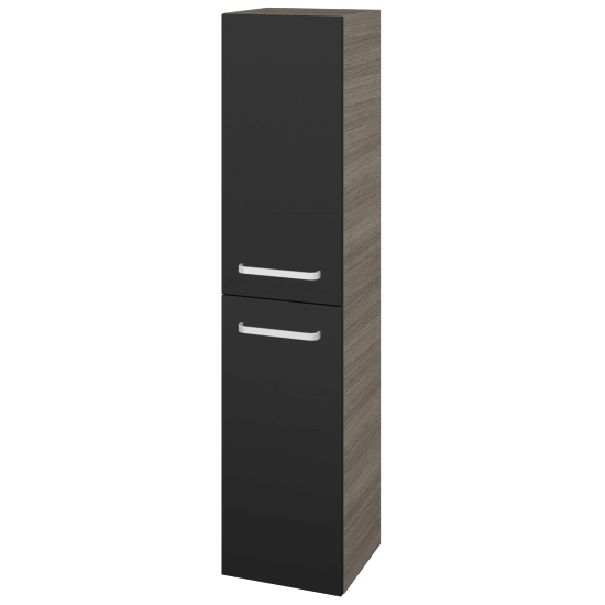 Hochschrank UNI SVD2 35  - D03 Cafe - Griffes T01 - L03 Grau Metallic Lack Hochglanz - Links