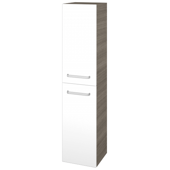 Hochschrank UNI SVD2 35  - D03 Cafe - Griffes T01 - M01 Weiß Lack Matt - Links