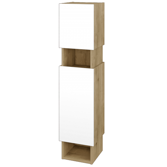 Hochschrank EDITION SVD2O 35  - D09 Eiche Arlington - L01 Weiß Lack Hochglanz - Links
