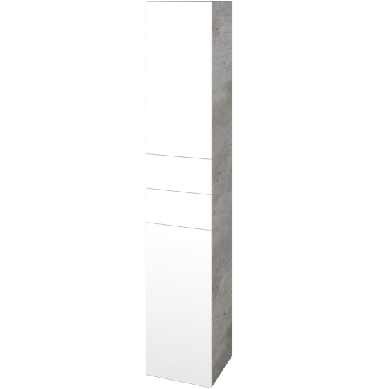 Hochschrank UNI SVD2Z2 35  - D01 Beton - Griffes T00 - N01 Weiß Hochglanz - Links