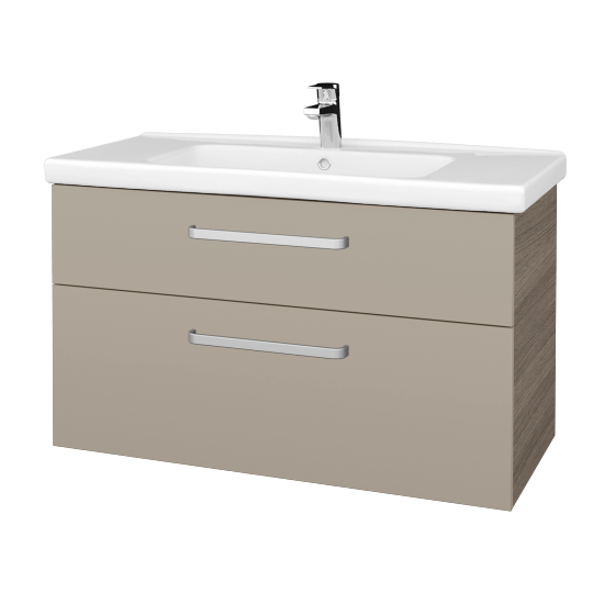 Badezimmerschrank NEXT SZZ2 100  - D03 Cafe - Griffes T01 - L04 Taupe Lack Hochglanz