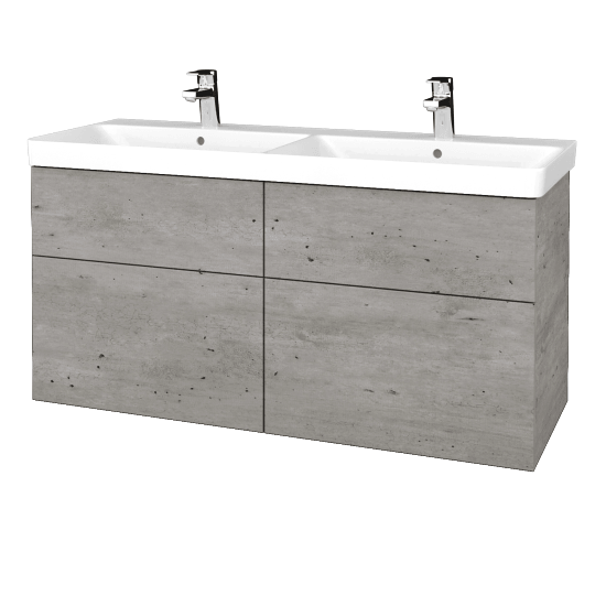 Waschtischunterschrank NEXT SZZ4 120 (Doppelwaschtisch Victory)  - D01 Beton - Griffes T00 - D01 Beton