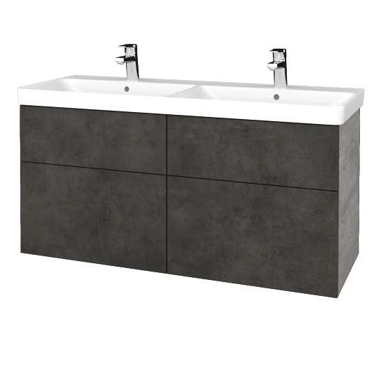Waschtischunterschrank NEXT SZZ4 120 (Doppelwaschtisch Victory)  - D01 Beton - Griffes T00 - D16 Dark Beton