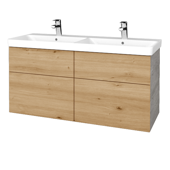 Waschtischunterschrank NEXT SZZ4 120 (Doppelwaschtisch Victory)  - D01 Beton - Griffes T00 - D22 Caramel