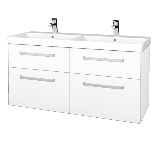 Badezimmerschrank NEXT SZZ4 120  - N01 Weiß Hochglanz - Griffes T01 - L01 Weiß Lack Hochglanz