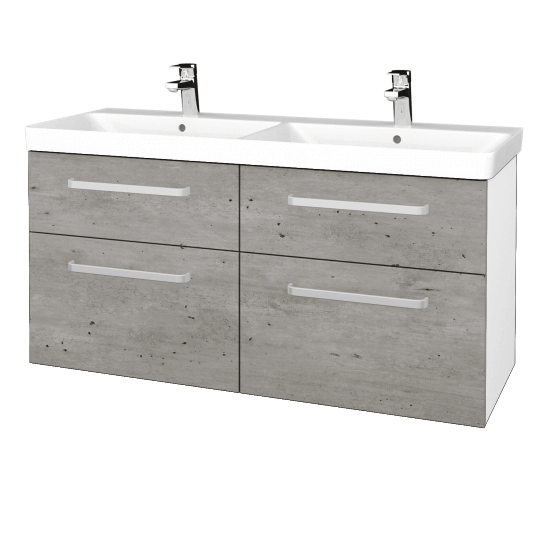 Badezimmerschrank NEXT SZZ4 120  - N01 Weiß Hochglanz - Griffes T01 - D01 Beton