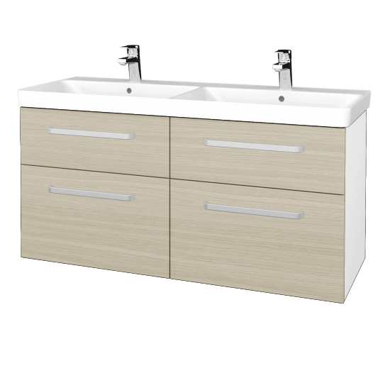 Badezimmerschrank NEXT SZZ4 120  - N01 Weiß Hochglanz - Griffes T01 - D04 Eiche