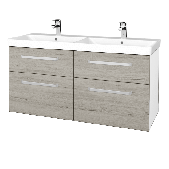 Badezimmerschrank NEXT SZZ4 120  - N01 Weiß Hochglanz - Griffes T01 - D05 Oregon