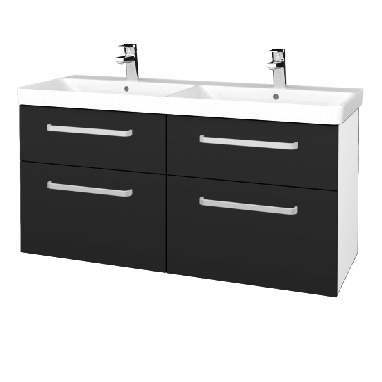 Badezimmerschrank NEXT SZZ4 120  - N01 Weiß Hochglanz - Griffes T01 - L03 Grau Metallic Lack Hochglanz