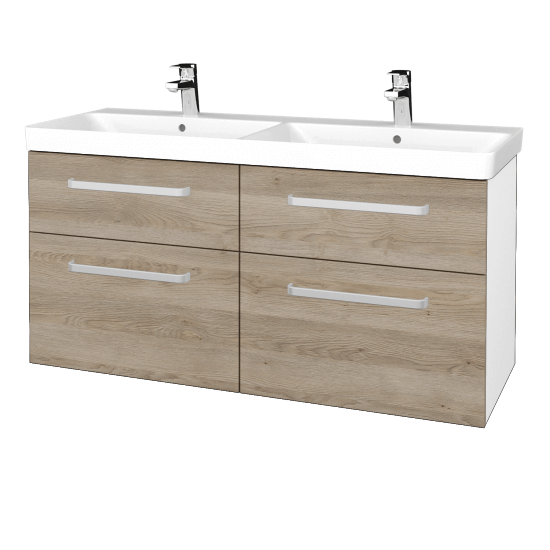 Badezimmerschrank NEXT SZZ4 120  - N01 Weiß Hochglanz - Griffes T01 - D17 Eiche Colorado