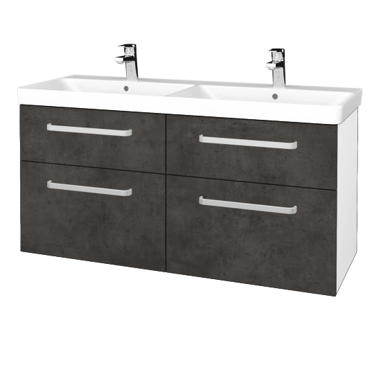 Badezimmerschrank NEXT SZZ4 120  - N01 Weiß Hochglanz - Griffes T01 - D16 Dark Beton