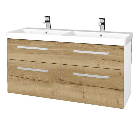Badezimmerschrank NEXT SZZ4 120  - N01 Weiß Hochglanz - Griffes T01 - D26 Ontario