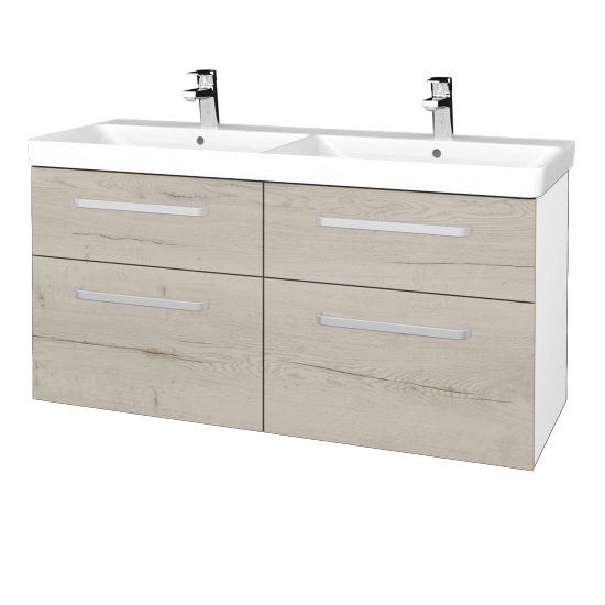 Badezimmerschrank NEXT SZZ4 120  - N01 Weiß Hochglanz - Griffes T01 - D28 Alberta
