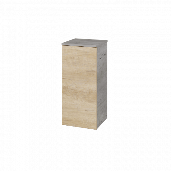 Niedriger Schrank UNI SND 35  - D01 Beton - Griffes T00 - D15 Eiche Nebraska - Links