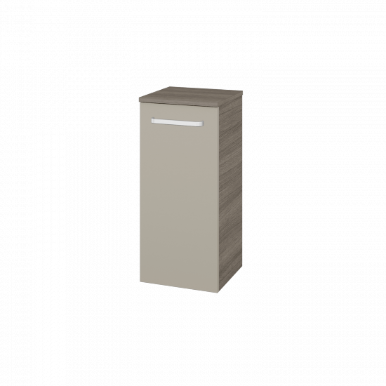 Niedriger Schrank UNI SND 35  - D03 Cafe - Griffes T01 - L04 Taupe Lack Hochglanz - Links