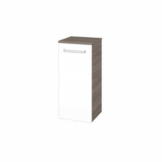 Niedriger Schrank UNI SND 35  - D03 Cafe - Griffes T01 - M01 Weiß Lack Matt - Links
