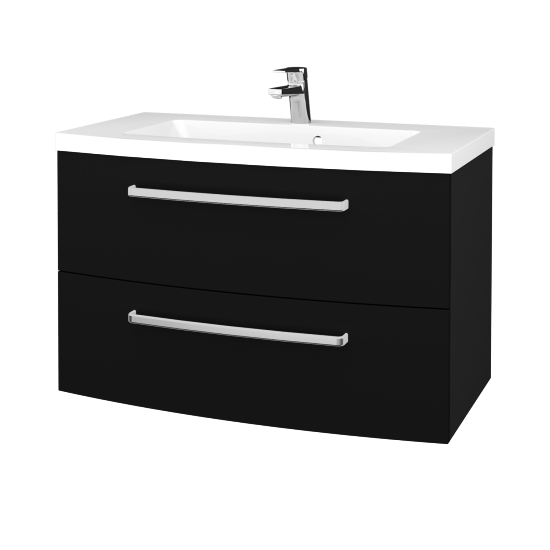 Waschtischunterschrank RIO SZZ2 90  - L03 Grau Metallic Lack Hochglanz - M17 Schwarz Matt